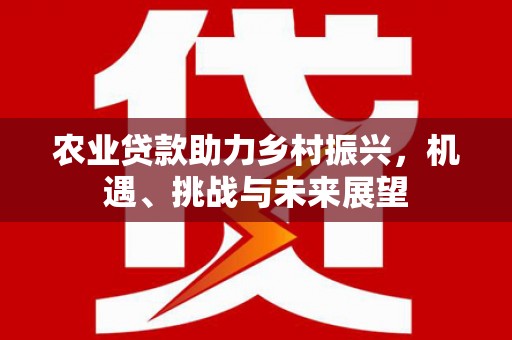 白银农业贷款助力乡村振兴，机遇、挑战与未来展望