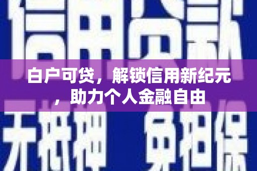 白银白户可贷，解锁信用新纪元，助力个人金融自由