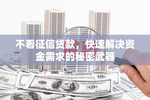 白银不看征信贷款，快速解决资金需求的秘密武器