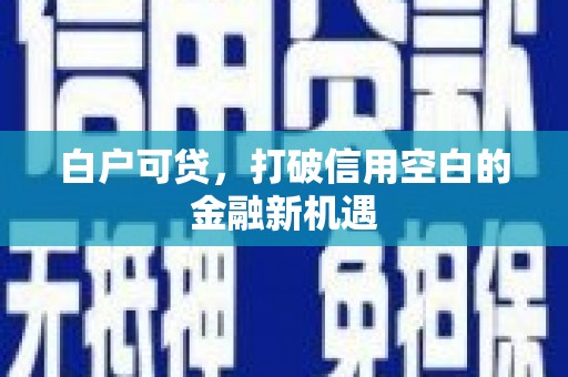白银白户可贷，打破信用空白的金融新机遇