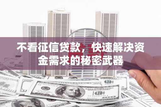 白银不看征信贷款，快速解决资金需求的秘密武器
