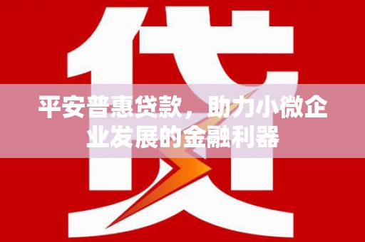 白银平安普惠贷款，助力小微企业发展的金融利器
