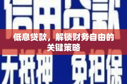 白银低息贷款，解锁财务自由的关键策略