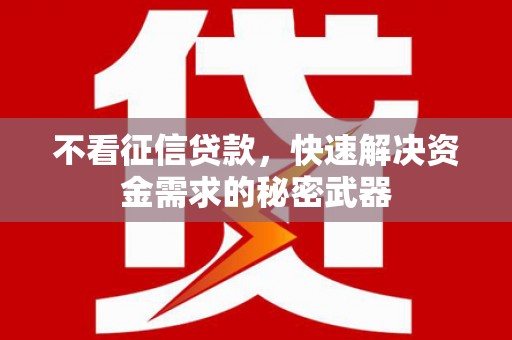 白银不看征信贷款，快速解决资金需求的秘密武器