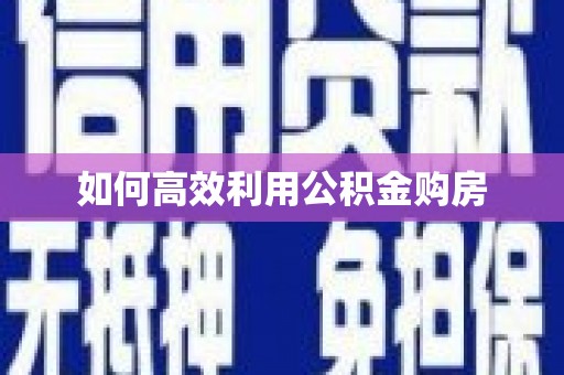 白银如何高效利用公积金购房