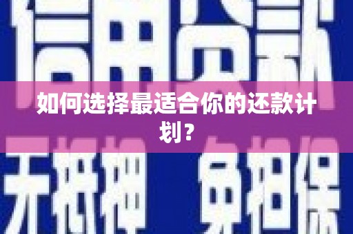 白银如何选择最适合你的还款计划？